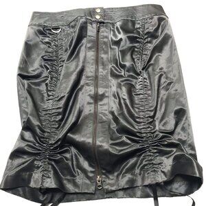 Vintage Y2K Bebe Skirt Womens 10 Metallic Ruched Rave Club Disco McBling Party